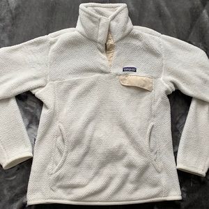 Patagonia white re-tool snap fleece pullover